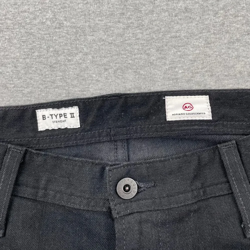 AG Adriano Goldschmied Jeans Mens 37x29 Deep Black Straight B-Type II Denim